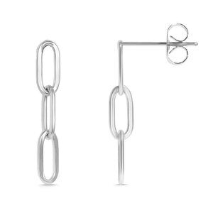 Silver Paperclip Dangle Earrings - Nickel-free, Tarnish-free, Water-Resistant